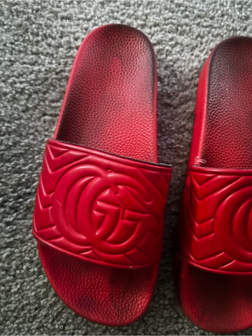 Red Embossed Logo Slide Sandals - Picture 4 of 13
